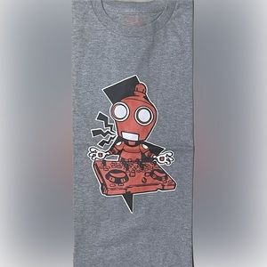 Red Label Brand Red Robot DJ Grey Med Short Sleeve T-Shirt
